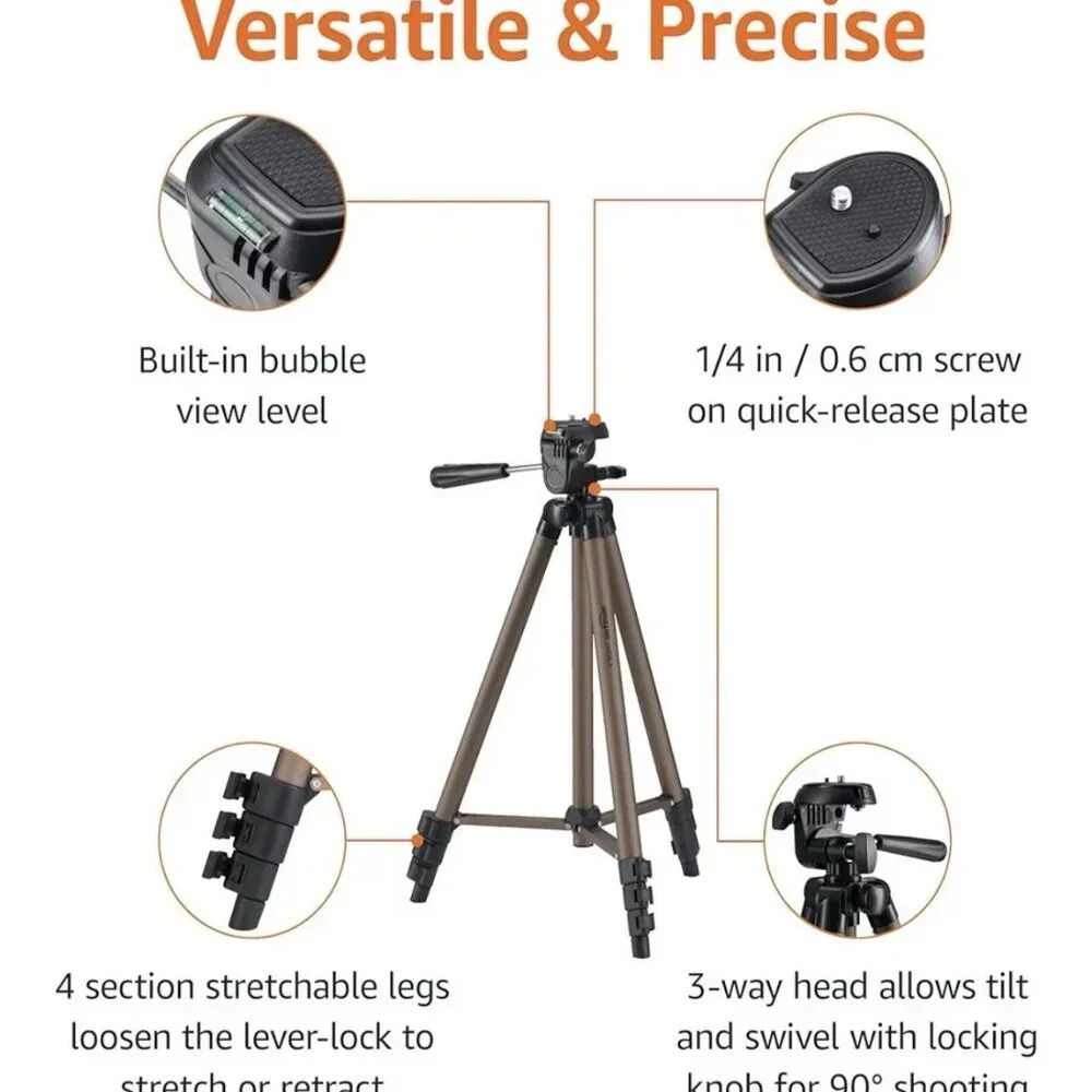 onn 67-inch Tripod with Smartphone Cradle for DSLR Cameras, Smartphones and GoPr